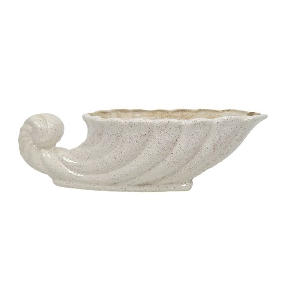 Vintage USA 200 Ceramic Seashell Planter Tabletop Serving Bowl Speckled Cream - Picture 5 of 10